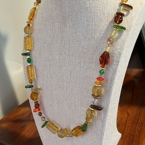 Play of colour Opera length quality mixed media necklace. Quality, not plastic.
